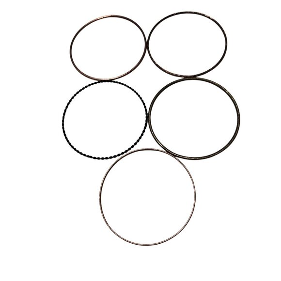 Retro Mixed Metal Thin Bangle Bracelets Textured 80s 90s Fashion Set Of 5 Women - Picture 3 of 6